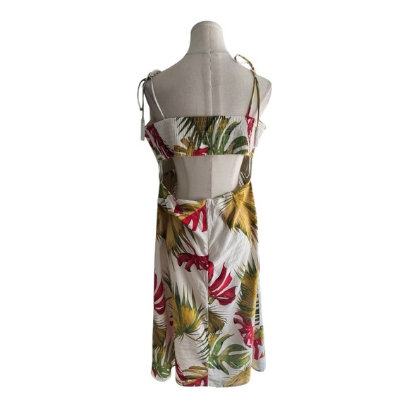 House of Harlow 1960 Tropical Linen Sundress Sun‎ dress Midi Size L Leaf Beaded - Picture 6 of 11
